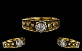 9ct Gold - Attractive Single Stone Diamond Ring. Excellent Quality Both Shank & Setting. Full