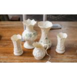 Small Collection of Belleek of Ireland Porcelain, comprising a 6" vase decorated with shamrocks,