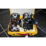 A Good Collection of Vintage Cameras with Leather Cases ( 4 ) Cameras In Total. Comprises 1/