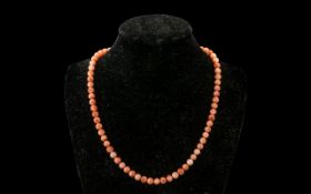 Early 20th Century Mediterranean Pink Coral Necklace.