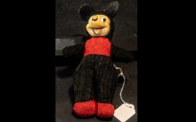 Disney Interest - Vintage Pre-1968 Mickey Mouse with Rubber Face. Approx Size 28 cms Long.