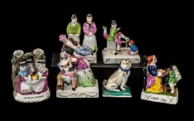 A Collection of Assorted Porcelain Fairings together with a Staffordshire Pug Dog Figure