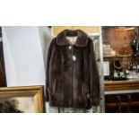 Ladies Vintage Deep Pile Borg Fabric Jacket, mid brown, button fastening,