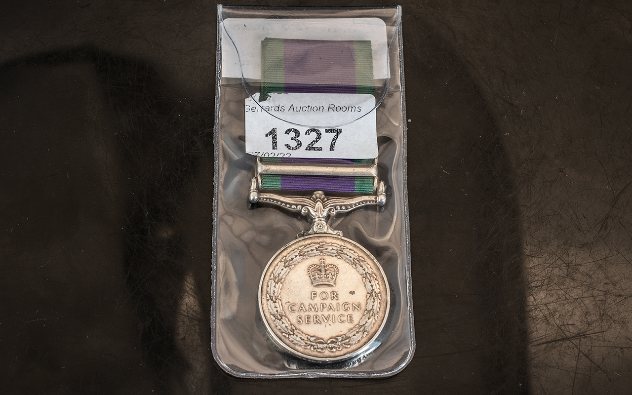 General Service Medal With Borneo Clasp, Awarded To 24033311 RFN R Watson 2 Green Jackets. - Image 2 of 2