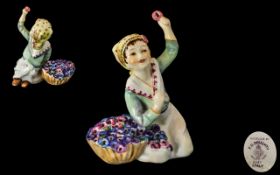 Royal Worcester 1930's Hand Painted Small Figure - Date 1936 ' Children of The Nations ' Italy -