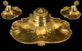 Victorian Period 1837 - 1901 Superb Ladies Brass - Ornate Inkwell and Stand.