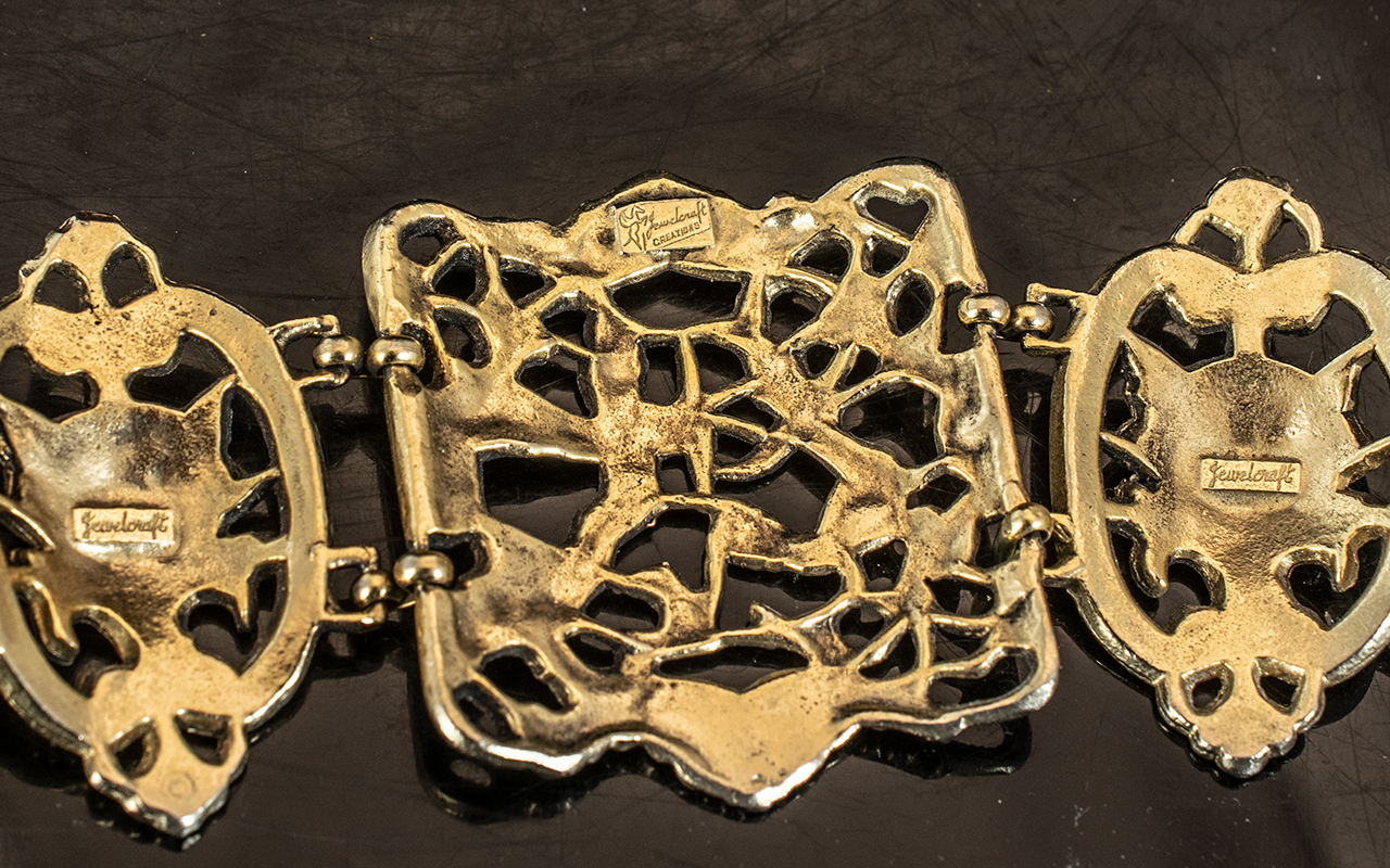 Jewel Craft Creations Art Nouveau Design Statement Bracelet, Gold Plate. - Image 2 of 2