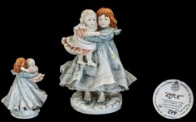 Royal Worcester Ltd and Numbered Edition Hand Painted Porcelain Figure ' Love ' Designer Elizabeth