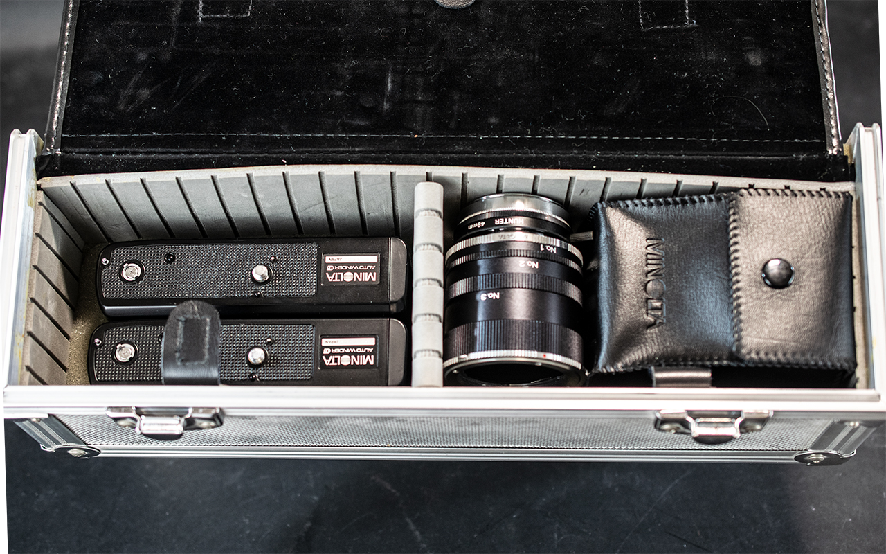 Two Minolta Cameras XG - M and X - 500 in a fitted alloy case with five various lenses comprising 1/ - Image 4 of 5