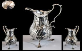 George III Good Quality - Sterling Silver Helmet Shaped Cream Jug of Small Proportions / Form.