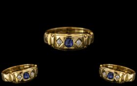 Victorian Period 1837 - 1901 Ladies 18ct Gold Sapphire and Diamond Set Ring,