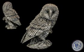 Sterling Silver Owl, hallmarked, filled, measures 5" tall, beautifully detailed.