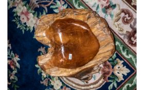 Extra Large Solid Teak Decorative Carved Wooden Bowl, measures 22" x 20" x 8".