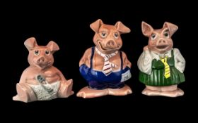Collection of Three Nat West Wade Piggy Banks, comprising brother Maxwell pig,