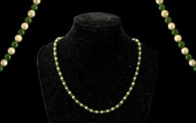Early 20th Century Jade and Pearl Necklace.