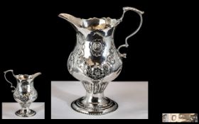 George III - Superb Quality Sterling Silver Helmet Shaped Cream Jug with Vacant Cartouche.