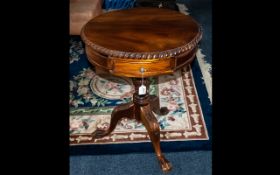 Round Mahogany Coffee Table with candy twist edges and two inset drawers,