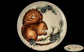 Moorcroft Tubelined Ltd and Numbered Edition Cabinet Plate. No 251 of 300. Squirrel ( Red ) Design.