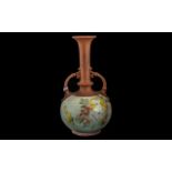 Watcombe of Torquay Terracotta Christopher Dresser style bottle vase, 8" tall,