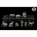 Collection of 9 Solid Silver Cast Animal Figures.