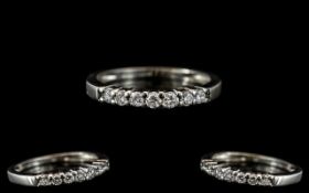 Platinum - Attractive and Petite Contemporary Diamond Set Half Eternity Ring,