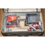 A Canvas Demob Suitcase, containing a quantity of war related ephemera, to include military photos,