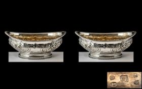 George III Superior Pair of Sterling Silver Salts - Wonderful Design and Proportions.