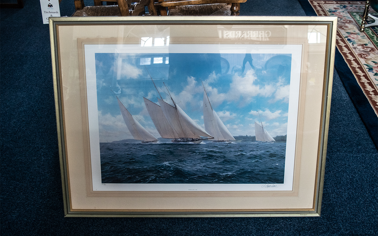 Pair of Steven Dews Limited Edition Signed Prints, depicting yacht scenes, mounted, - Image 2 of 2