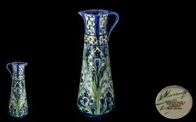 William Moorcroft Signed Florian-ware Jug ' Peacock Feathers ' Design c.1900-1910. Reg No 347807.