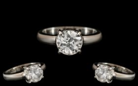 18ct White Gold - Superb Quality Ladies Single Stone Diamond Set Ring.