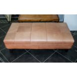 Large Leather Patchwork Stool, raised on tapering wooden legs, height approx 16",