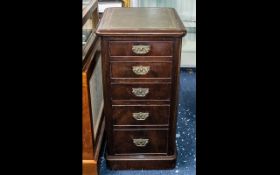 Leather Topped Antique Tall Boy Chest of Drawers. Tall Boy of Graduating Drawers, Lovely Ornate