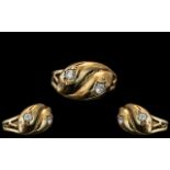 Antique Period - Victorian Excellent Quality and Heavy Diamond Set 9ct Gold Snake Ring of Pleasing