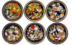 Rosen-Thall-Bjorn Wiinblad Studio Line - Aladdin and His Lamp Hand Painted Wall Plaques.