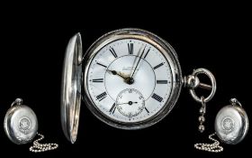 Victorian Period Full Hunter Sterling Silver Pocket Watch. Hallmark London 1883, No Glass.
