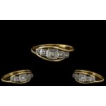 Art Deco Period Ladies 18ct Gold and Platinum - Elegant 1920's Diamond Set Dress Ring.