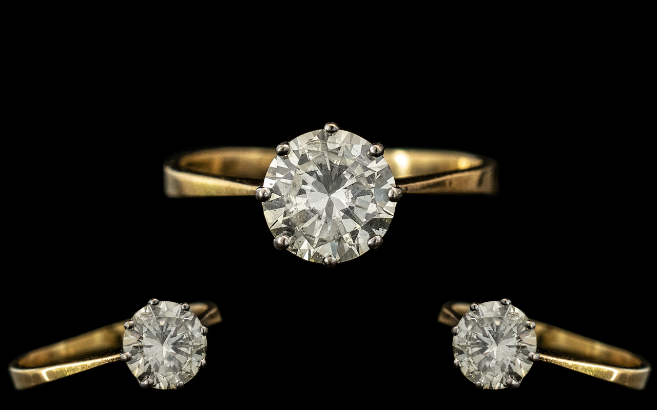 Ladies 18ct Gold - Attractive Single Stone Diamond Ring.