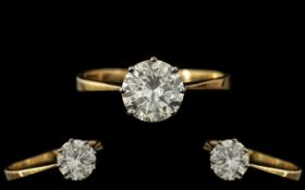 Ladies 18ct Gold - Attractive Single Stone Diamond Ring.