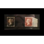 Victorian Penny Black Postage Stamp IC Together With A Penny Red