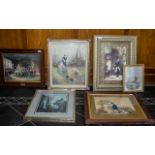 A Collection of Framed Prints & Pictures, to include a Needlework Sampler,