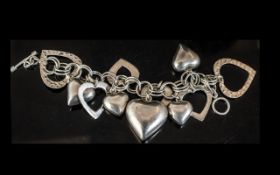 Silver Large Designer Statement Piece and Chunky Heart Shaped Bracelet. Wonderful Chunky Bracelet