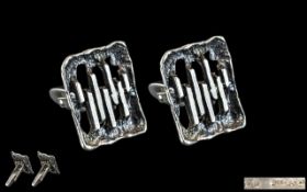 Solid Silver Designer Cufflinks. Very Stylish Silver Cufflinks of Large Size. Superb Design.