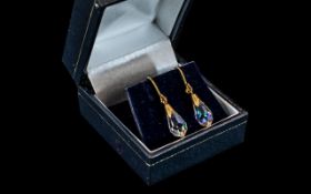 9ct Gold Mystic Topaz Screw Back Earrings.