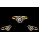 Edwardian Period 1902 - 1910 18ct Gold and Platinum Pave Set Diamond Cluster Ring,
