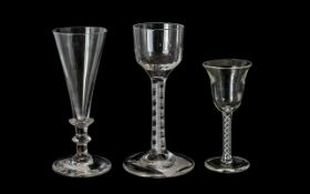 A Trio of Late 18th Century Georgian Cordial Drinking Glasses ( 3 ) Tallest Cordial Drinking Glass