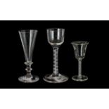 A Trio of Late 18th Century Georgian Cordial Drinking Glasses ( 3 ) Tallest Cordial Drinking Glass