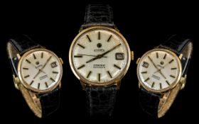 Roamer - Stingray Rotodate 9ct Gold Cased Mechanical Wind Wrist Watch, 17 Jewell's with Date-Just