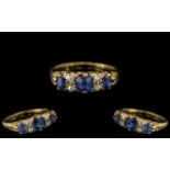 Edwardian Period 1902 - 1910 18ct Gold Attractive Sapphire and Diamond Set Ring.