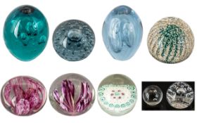 A Good Collection of Unsigned Vintage Glass Paperweights ( 10 ) In Total.