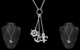 Contemporary Silver Necklace. Quality Contemporary Nautical Interest Silver Pendant Suspended on a